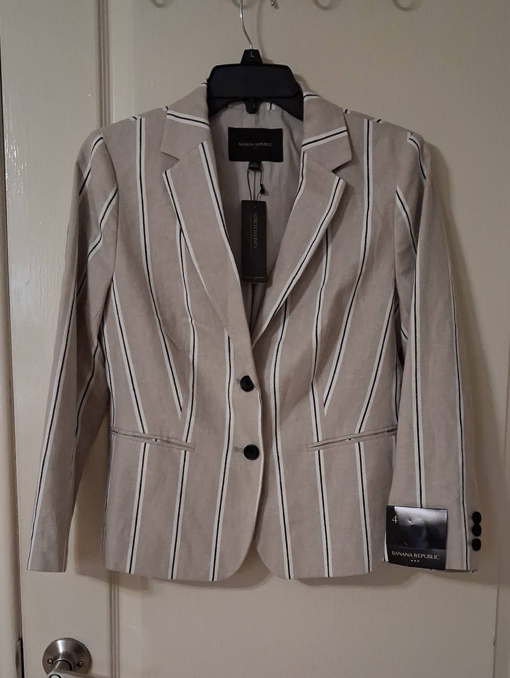 Banana Republic Taupe Striped Women's Blazer